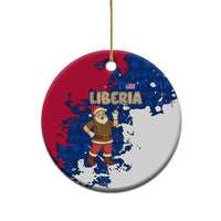 Liberia Christmas Ceramic Ornament with Santa Claus Map Graphic and Red Blue Festive - Wonder Print Shop