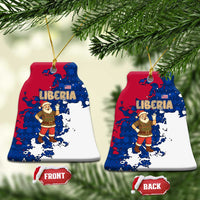 Liberia Christmas Ceramic Ornament with Santa Claus Map Graphic and Red Blue Festive - Wonder Print Shop