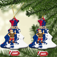 Liberia Christmas Ceramic Ornament with Santa Claus Map Graphic and Red Blue Festive - Wonder Print Shop