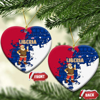 Liberia Christmas Ceramic Ornament with Santa Claus Map Graphic and Red Blue Festive - Wonder Print Shop