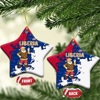 Liberia Christmas Ceramic Ornament with Santa Claus Map Graphic and Red Blue Festive - Wonder Print Shop
