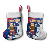 Liberia Christmas Stocking with Santa Claus Map Graphic and Red Blue Festive - Wonder Print Shop