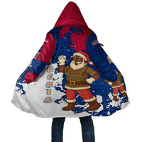 Liberia Christmas Cloak with Santa Claus Map Graphic and Red Blue Festive - Wonder Print Shop