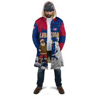 Liberia Christmas Cloak with Santa Claus Map Graphic and Red Blue Festive - Wonder Print Shop