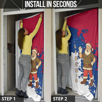 Liberia Christmas Door Cover with Santa Claus Map Graphic and Red Blue Festive - Wonder Print Shop