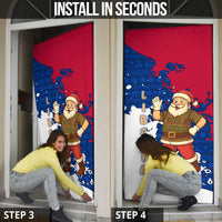 Liberia Christmas Door Cover with Santa Claus Map Graphic and Red Blue Festive - Wonder Print Shop
