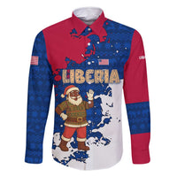 Liberia Christmas Family Matching Mermaid Dress and Hawaiian Shirt with Santa Claus Map Graphic and Red Blue Festive - Wonder Print Shop