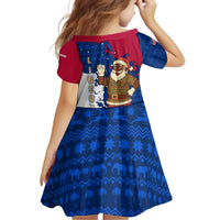 Liberia Christmas Family Matching Summer Maxi Dress and Hawaiian Shirt with Santa Claus Map Graphic and Red Blue Festive - Wonder Print Shop