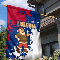Liberia Christmas Garden Flag with Santa Claus Map Graphic and Red Blue Festive - Wonder Print Shop