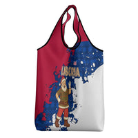 Liberia Christmas Grocery Bag with Santa Claus Map Graphic and Red Blue Festive - Wonder Print Shop
