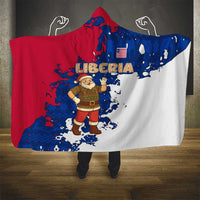 Liberia Christmas Hooded Blanket with Santa Claus Map Graphic and Red Blue Festive - Wonder Print Shop