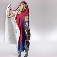 Liberia Christmas Hooded Blanket with Santa Claus Map Graphic and Red Blue Festive - Wonder Print Shop