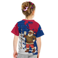 Liberia Christmas Kid T Shirt with Santa Claus Map Graphic and Red Blue Festive - Wonder Print Shop