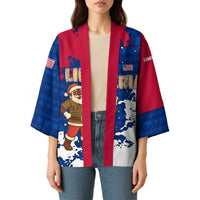 Liberia Christmas Kimono with Santa Claus Map Graphic and Red Blue Festive - Wonder Print Shop