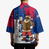 Liberia Christmas Kimono with Santa Claus Map Graphic and Red Blue Festive - Wonder Print Shop