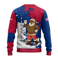 Liberia Christmas Ugly Christmas Sweater with Santa Claus Map Graphic and Red Blue Festive - Wonder Print Shop