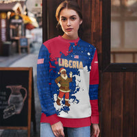 Liberia Christmas Ugly Christmas Sweater with Santa Claus Map Graphic and Red Blue Festive - Wonder Print Shop