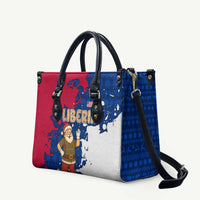 Liberia Christmas Leather Bag with Santa Claus Map Graphic and Red Blue Festive - Wonder Print Shop