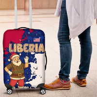 Liberia Christmas Luggage Cover with Santa Claus Map Graphic and Red Blue Festive - Wonder Print Shop