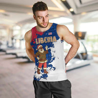 Liberia Christmas Men Tank Top with Santa Claus Map Graphic and Red Blue Festive - Wonder Print Shop