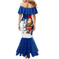 Liberia Christmas Mermaid Dress with Santa Claus Map Graphic and Red Blue Festive - Wonder Print Shop