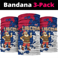 Liberia Christmas Neck Gaiter with Santa Claus Map Graphic and Red Blue Festive - Wonder Print Shop