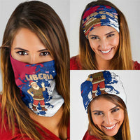 Liberia Christmas Neck Gaiter with Santa Claus Map Graphic and Red Blue Festive - Wonder Print Shop