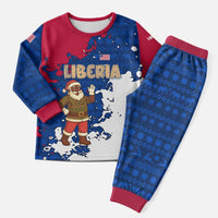 Liberia Christmas Pajama Set with Santa Claus Map Graphic and Red Blue Festive - Wonder Print Shop