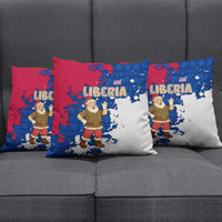 Liberia Christmas Pillow Cover with Santa Claus Map Graphic and Red Blue Festive - Wonder Print Shop