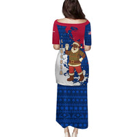 Liberia Christmas Puletasi with Santa Claus Map Graphic and Red Blue Festive - Wonder Print Shop