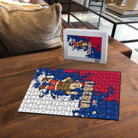 Liberia Christmas Puzzle with Santa Claus Map Graphic and Red Blue Festive - Wonder Print Shop