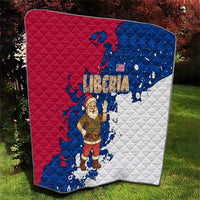 Liberia Christmas Quilt with Santa Claus Map Graphic and Red Blue Festive - Wonder Print Shop