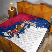 Liberia Christmas Quilt with Santa Claus Map Graphic and Red Blue Festive - Wonder Print Shop