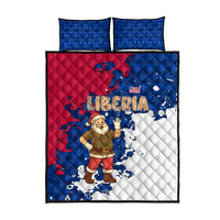 Liberia Christmas Quilt Bed Set with Santa Claus Map Graphic and Red Blue Festive - Wonder Print Shop