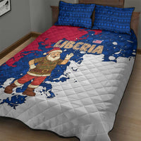 Liberia Christmas Quilt Bed Set with Santa Claus Map Graphic and Red Blue Festive - Wonder Print Shop