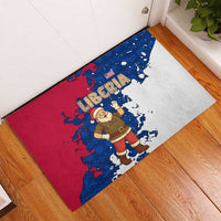 Liberia Christmas Rubber Doormat with Santa Claus Map Graphic and Red Blue Festive - Wonder Print Shop