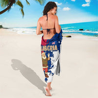 Liberia Christmas Sarong with Santa Claus Map Graphic and Red Blue Festive - Wonder Print Shop