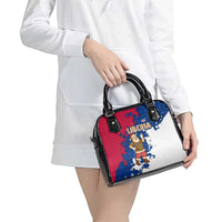 Liberia Christmas Shoulder Handbag with Santa Claus Map Graphic and Red Blue Festive - Wonder Print Shop