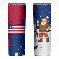 Liberia Christmas Skinny Tumbler with Santa Claus Map Graphic and Red Blue Festive - Wonder Print Shop