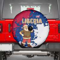 Liberia Christmas Spare Tire Cover with Santa Claus Map Graphic and Red Blue Festive - Wonder Print Shop