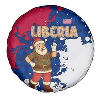 Liberia Christmas Spare Tire Cover with Santa Claus Map Graphic and Red Blue Festive - Wonder Print Shop