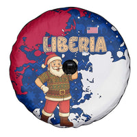 Liberia Christmas Spare Tire Cover with Santa Claus Map Graphic and Red Blue Festive - Wonder Print Shop
