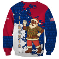 Liberia Christmas Sweatshirt with Santa Claus Map Graphic and Red Blue Festive - Wonder Print Shop