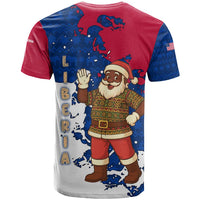 Liberia Christmas T Shirt with Santa Claus Map Graphic and Red Blue Festive - Wonder Print Shop