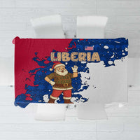 Liberia Christmas Tablecloth with Santa Claus Map Graphic and Red Blue Festive - Wonder Print Shop