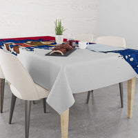 Liberia Christmas Tablecloth with Santa Claus Map Graphic and Red Blue Festive - Wonder Print Shop