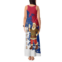 Liberia Christmas Tank Maxi Dress with Santa Claus Map Graphic and Red Blue Festive - Wonder Print Shop