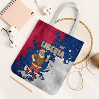 Liberia Christmas Tote Bag with Santa Claus Map Graphic and Red Blue Festive - Wonder Print Shop