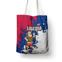 Liberia Christmas Tote Bag with Santa Claus Map Graphic and Red Blue Festive - Wonder Print Shop
