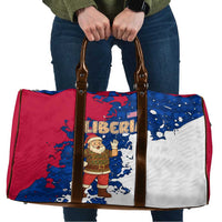 Liberia Christmas Travel Bag with Santa Claus Map Graphic and Red Blue Festive - Wonder Print Shop